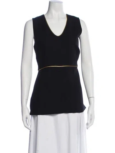 Pre-owned Marni Virgin Wool V-neck Top In Blue