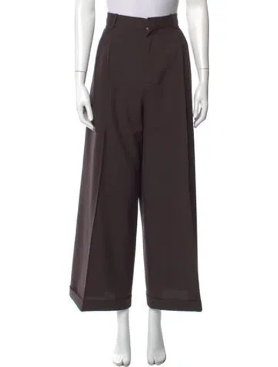 Pre-owned Marni Virgin Wool Wide Leg Pants In Brown