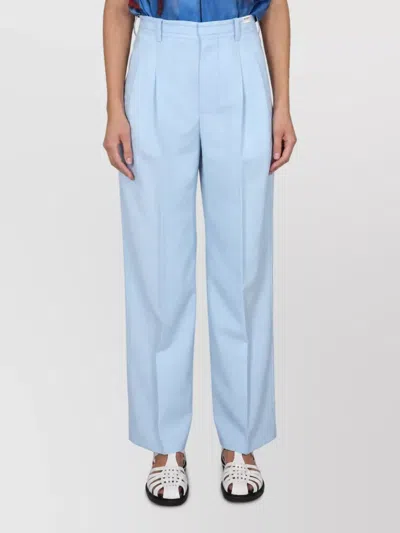 Marni Virgin Wool Wide-leg Tailored Trousers In Blue