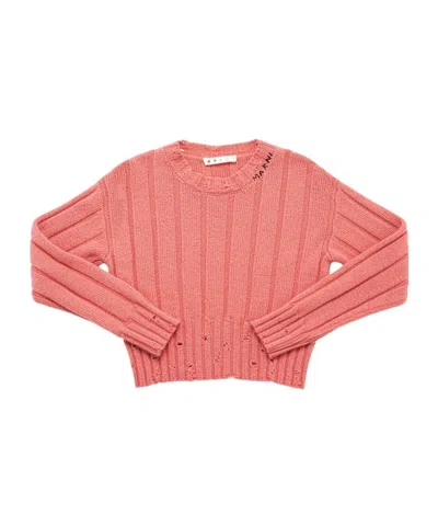 Marni Kids' Viscose Blend Knit Sweater In Pink