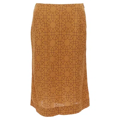 Marni Viscose Oriental Geometric Print Knee Length Skirt In Brown