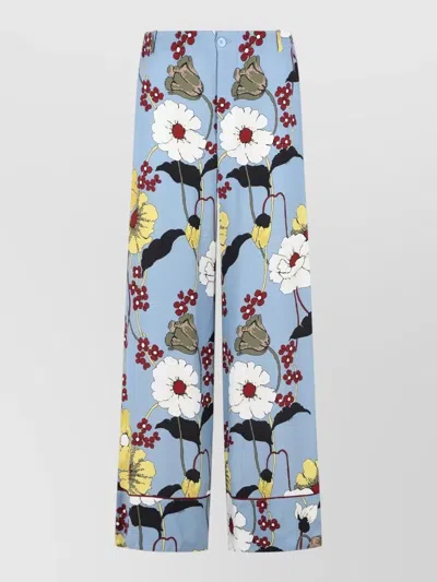 Marni Viscose Trousers Wide Leg Floral Print Buttons In Multi