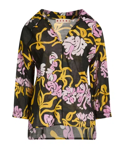 Marni V-neck Kaftan Top In Black