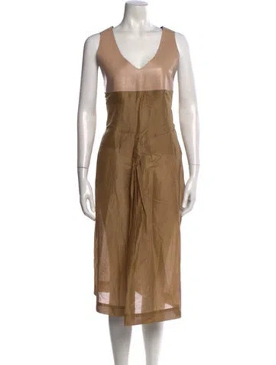 Pre-owned Marni V-neck Long Dress In Neutral