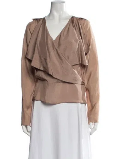 Pre-owned Marni V-neck Long Sleeve Blouse In Neutrals