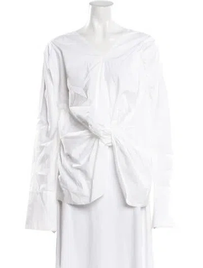 Pre-owned Marni V-neck Long Sleeve Blouse In White