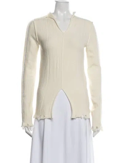 Pre-owned Marni V-neck Long Sleeve Top In Neutral