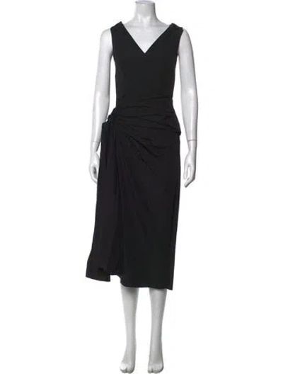 Pre-owned Marni V-neck Midi Length Dress In Black