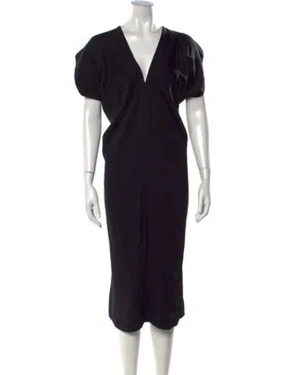 Pre-owned Marni V-neck Midi Length Dress In Black