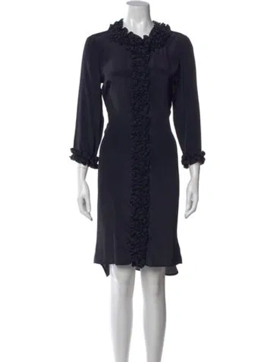 Pre-owned Marni V-neck Midi Length Dress In Blue