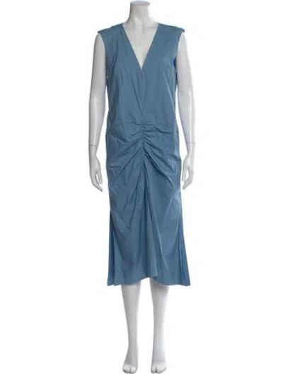 Pre-owned Marni V-neck Midi Length Dress In Blue