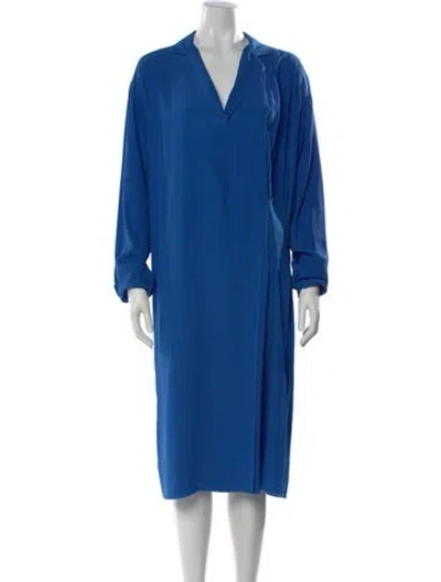 Pre-owned Marni V-neck Midi Length Dress In Blue