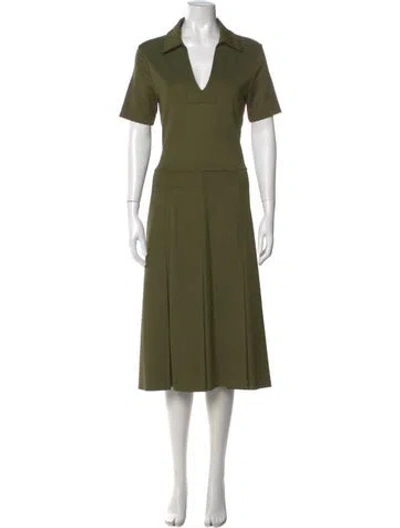 Pre-owned Marni V-neck Midi Length Dress In Green