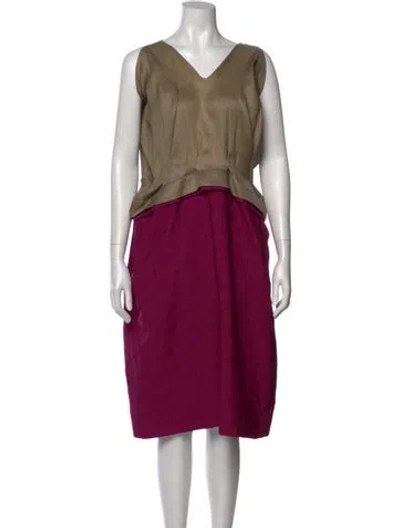 Pre-owned Marni V-neck Midi Length Dress In Purple