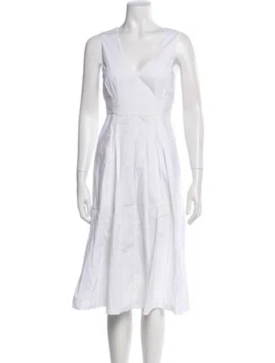 Pre-owned Marni V-neck Midi Length Dress In White