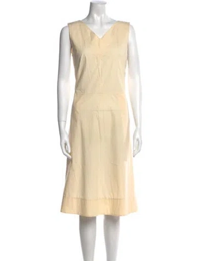 Pre-owned Marni V-neck Midi Length Dress In Yellow