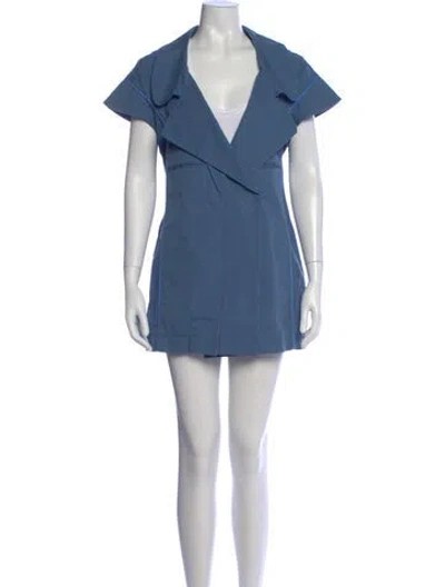 Pre-owned Marni V-neck Mini Dress In Blue