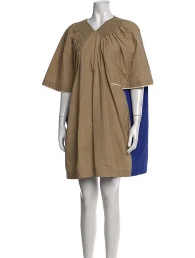 Pre-owned Marni V-neck Mini Dress In Brown