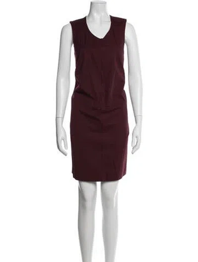 Pre-owned Marni V-neck Mini Dress In Burgundy