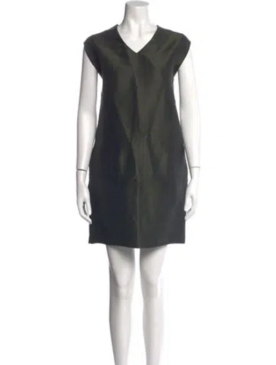 Pre-owned Marni V-neck Mini Dress In Green