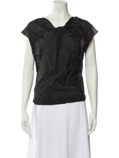 Pre-owned Marni V-neck Short Sleeve Blouse In Gray