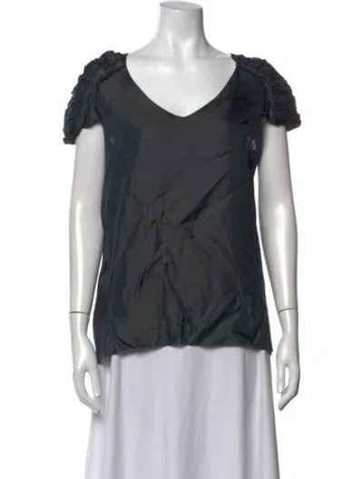 Pre-owned Marni V-neck Short Sleeve Blouse In Grey