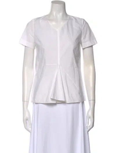 Pre-owned Marni V-neck Short Sleeve Blouse In White