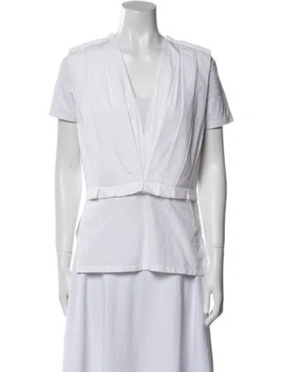 Pre-owned Marni V-neck Short Sleeve Blouse In White