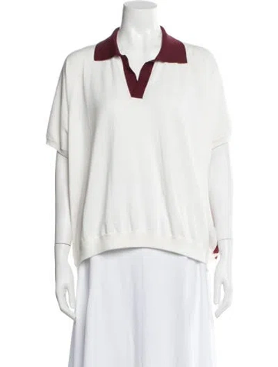 Pre-owned Marni V-neck Short Sleeve Polo In White