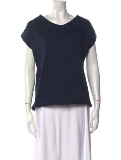 Pre-owned Marni V-neck Short Sleeve Top In Blue