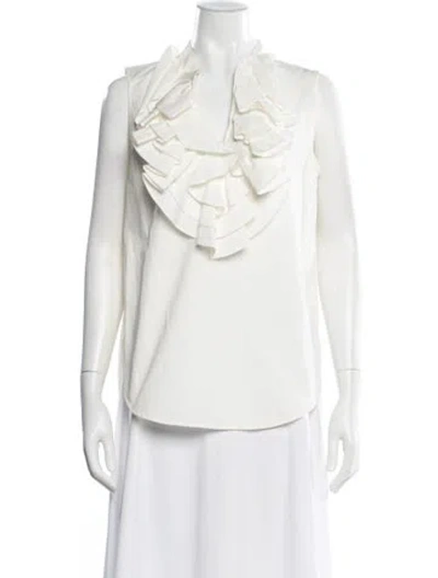 Pre-owned Marni V-neck Sleeveless Blouse In White