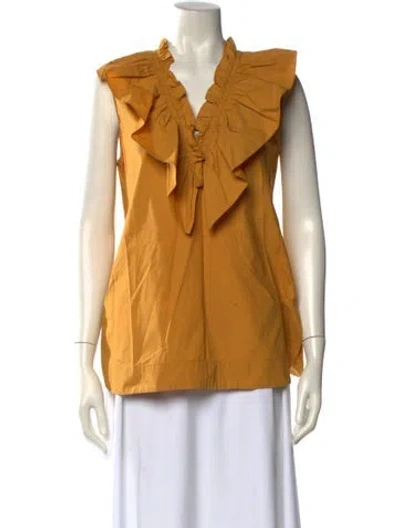 Pre-owned Marni V-neck Sleeveless Blouse In Yellow