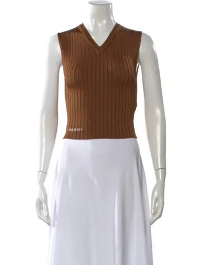 Pre-owned Marni V-neck Sweater In Brown