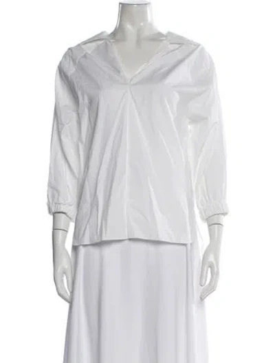 Pre-owned Marni V-neck Three-quarter Sleeve Top In Neutral