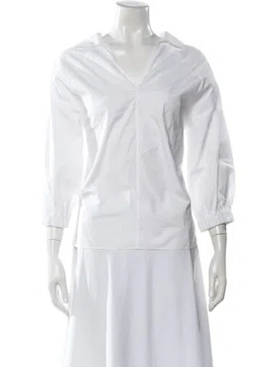 Pre-owned Marni V-neck Three-quarter Sleeve Top In White