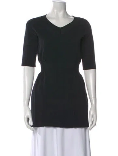 Pre-owned Marni V-neck Three-quarter Sleeve Tunic In Black