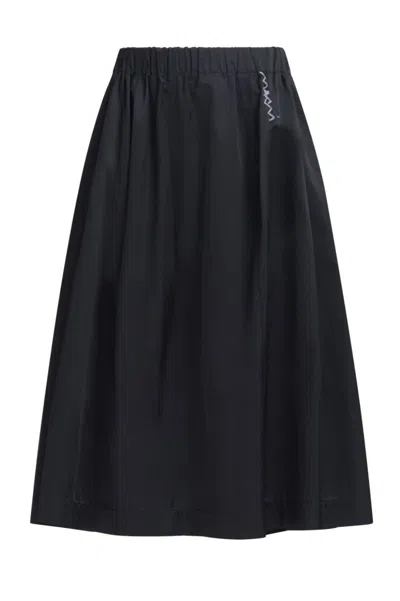 Marni Voluminous Black Skirt With Elastic Waistband