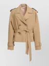 Marni Waist Belted Lapel Jacket In Brown