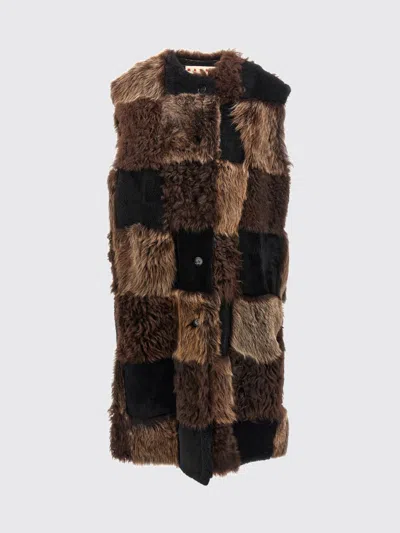 MARNI MARNI FUR COAT WOMAN COLOR BROWN,H20201032