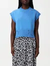 Marni Distressed Boxy Cropped Sweater In Hellblau