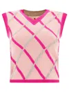 Marni Diamond Pattern Sleeveless Knitted Top In Pink