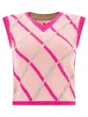 Marni Diamond Pattern Sleeveless Knitted Top In Pink