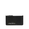 Marni Black Logo-stitched Leather Card Holder In Black