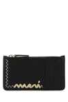 Marni Leather Card Holder Zigzag Stitching In Black