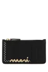 Marni Leather Card Holder Zigzag Stitching In Black
