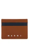 Marni Saffiano Leather Color Block Cardholder In Brown