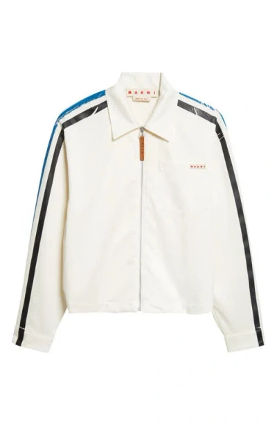 Marni Water Repellent Cotton Gabardine Shirt Jacket In Animal Print