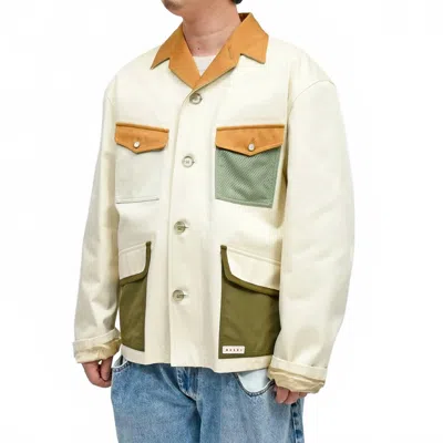 Marni Water Repellent Gaberdine Jacket In Antique White In Neutral