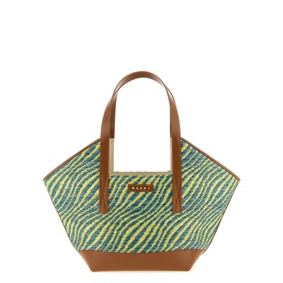 Marni Waves Piccola Shopping Bag In Green