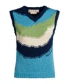 Marni Wavy Striped Knitted Vest In Blue